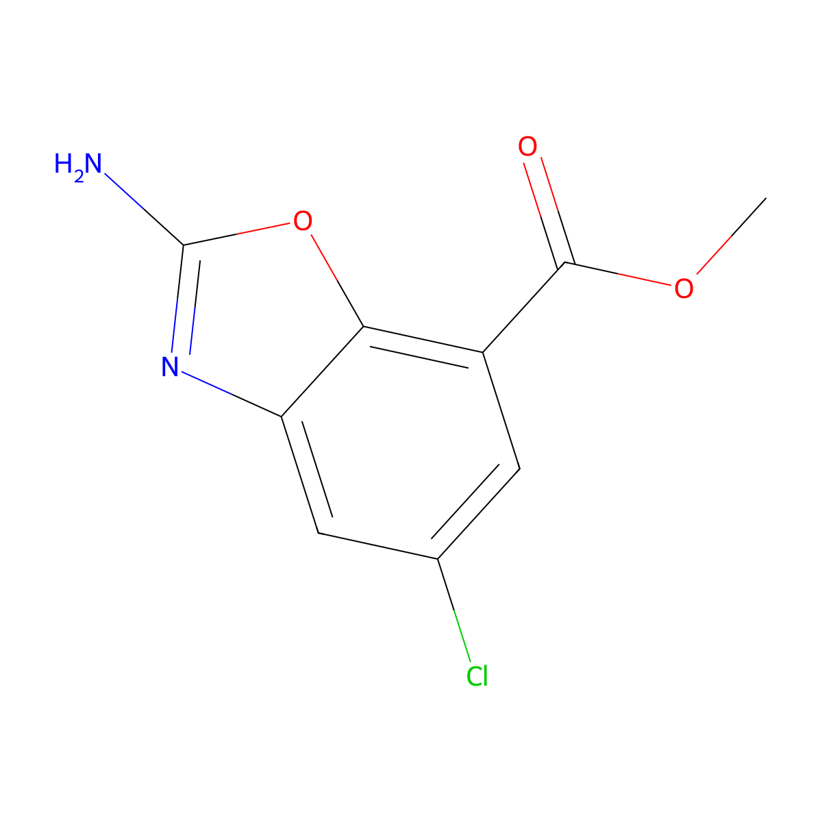 2-Amino-5-chloro-benzooxazole-7-carboxylic acid methyl ester molecular structure, CAS 1499226-34-4