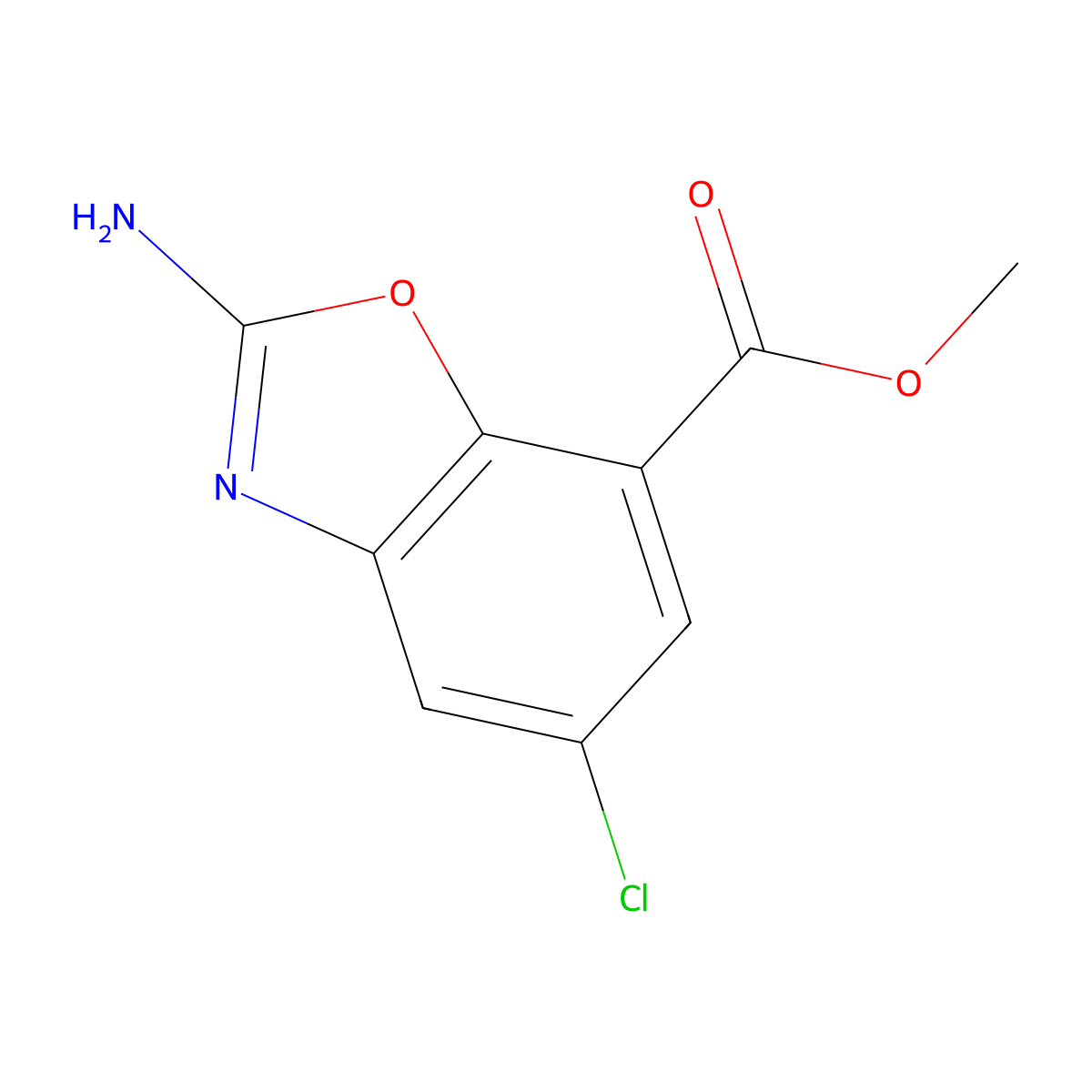 2-Amino-5-chloro-benzooxazole-7-carboxylic acid methyl ester molecular structure, CAS 1499226-34-4