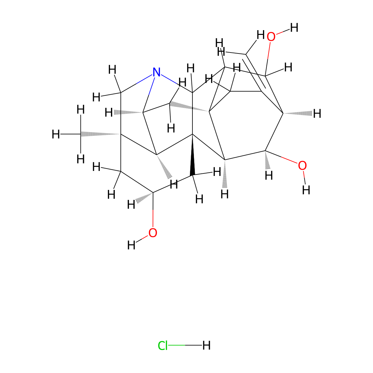 Hetisine hydrochloride molecular structure, CAS 149926-20-5