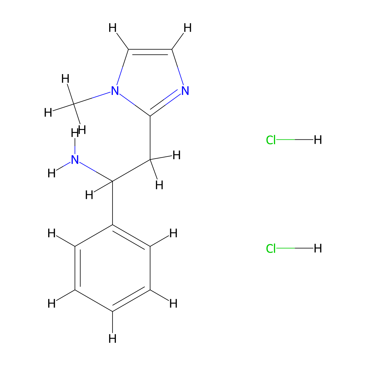 2-(1-methyl-1H-imidazol-2-yl)-1-phenylethan-1-amine dihydrochloride molecular structure, CAS 149928-41-6