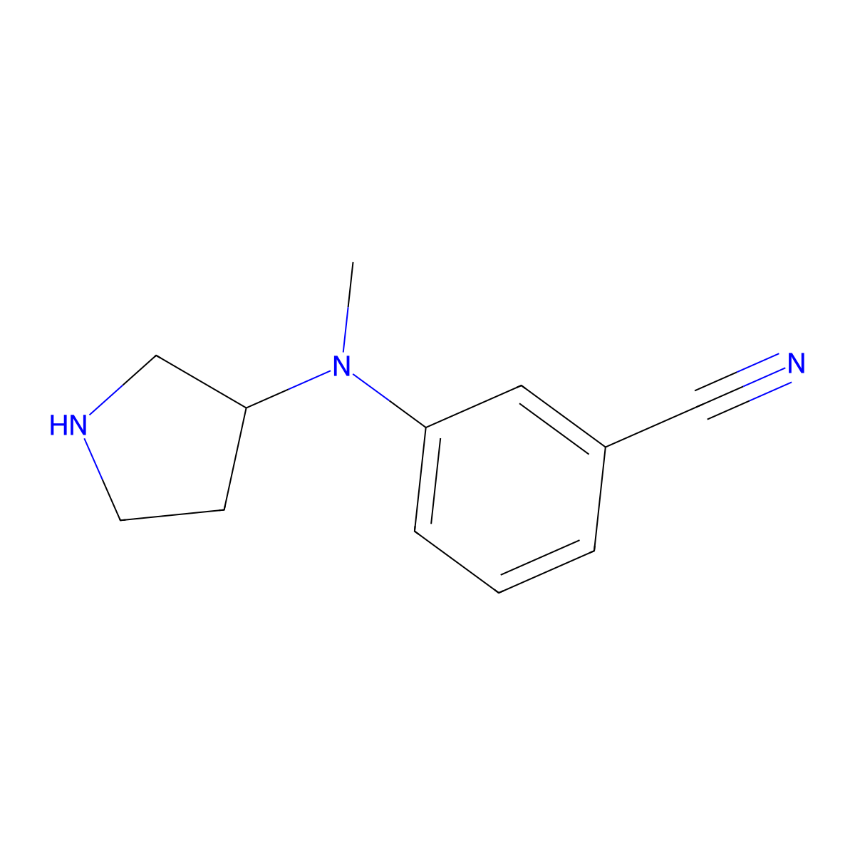 3-[Methyl(pyrrolidin-3-yl)amino]benzonitrile molecular structure, CAS 1499290-02-6