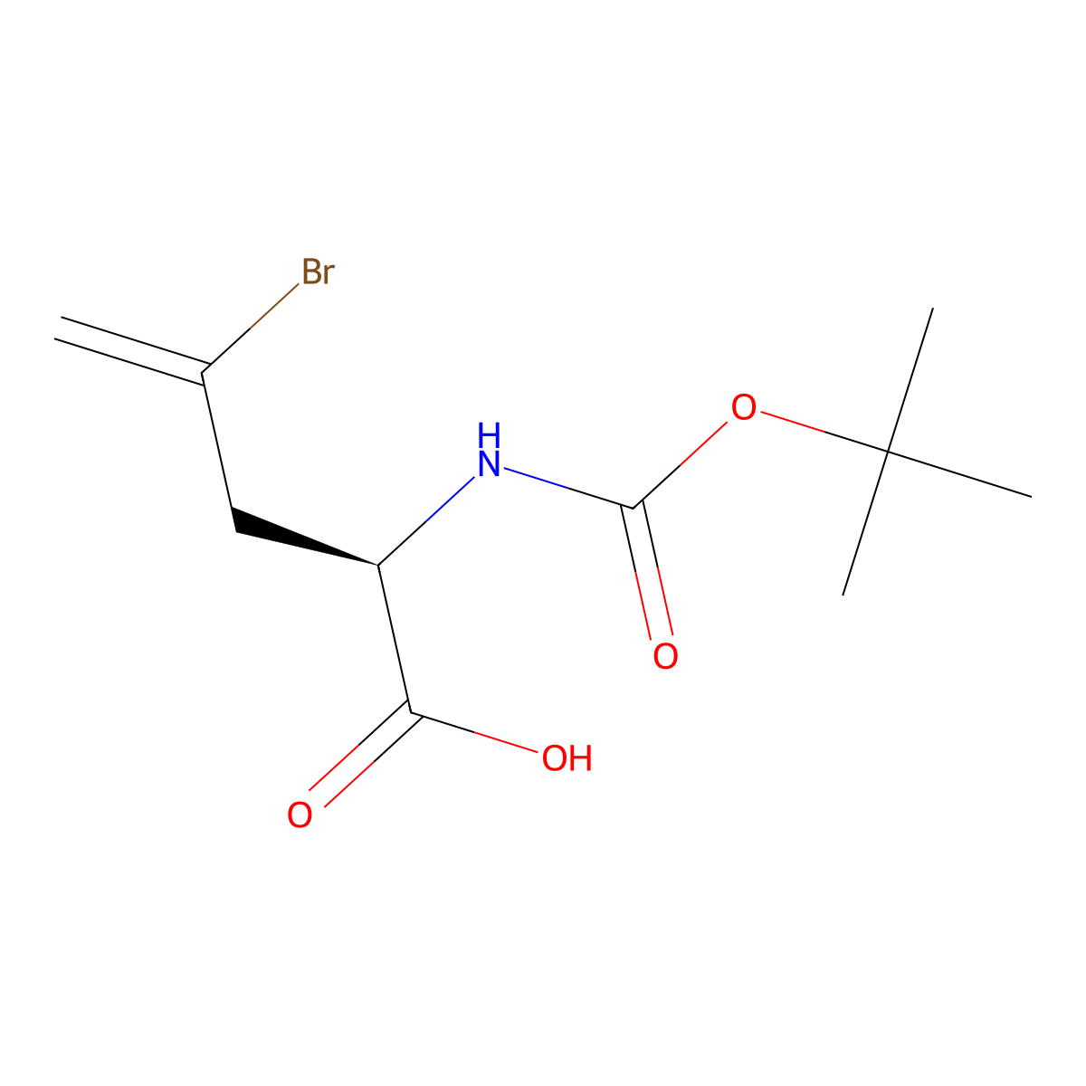 (R)-4-Bromo-2-((tert-butoxycarbonyl)amino)pent-4-enoic acid molecular structure, CAS 149930-92-7