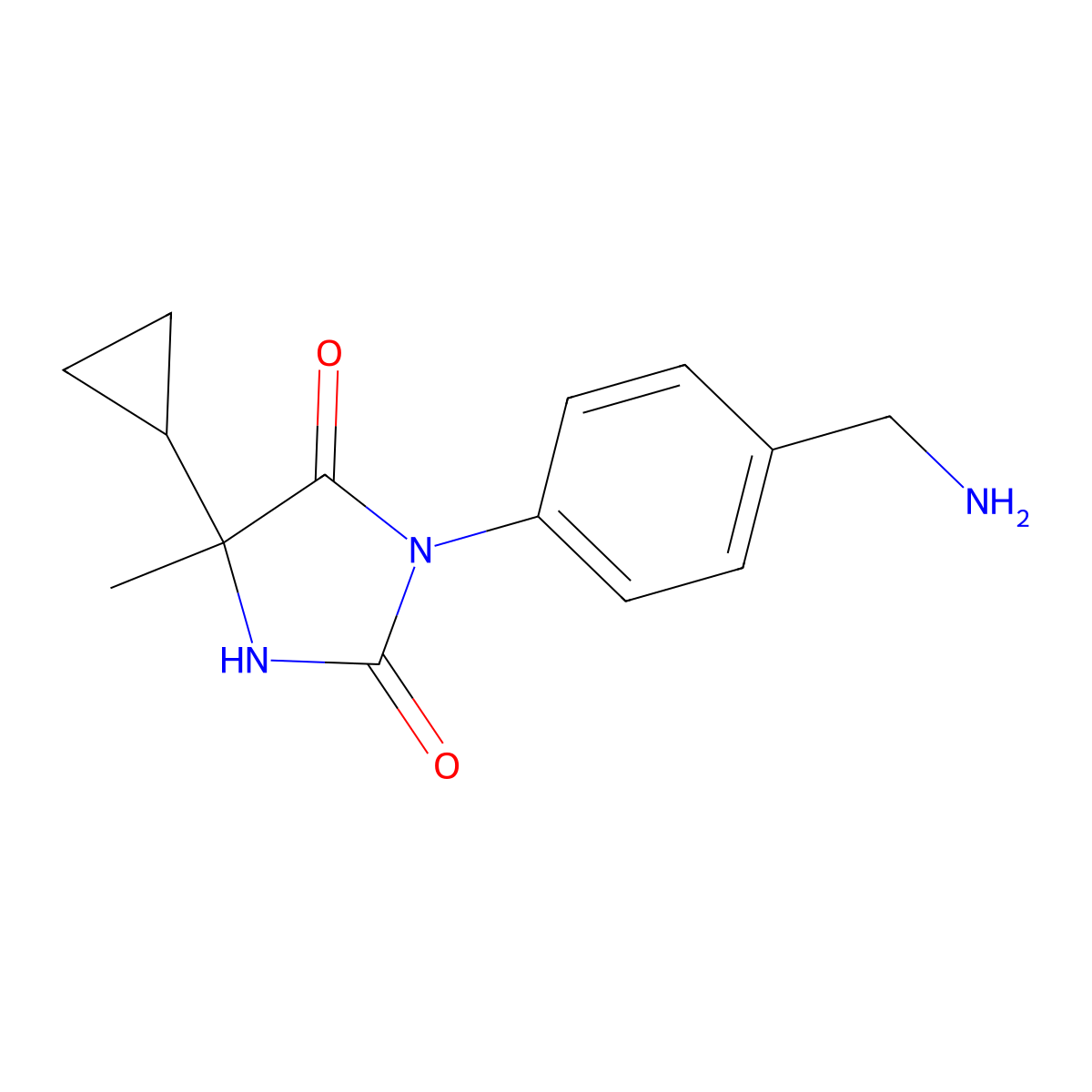 3-[4-(Aminomethyl)phenyl]-5-cyclopropyl-5-methylimidazolidine-2,4-dione molecular structure, CAS 1499309-65-7