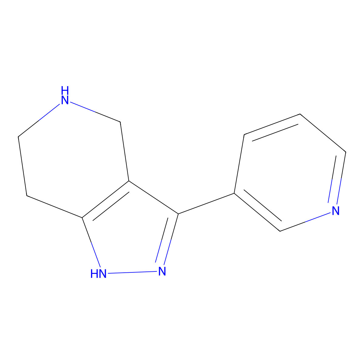 3-(pyridin-3-yl)-4,5,6,7-tetrahydro-1H-pyrazolo[4,3-c]pyridine molecular structure, CAS 1499314-94-1