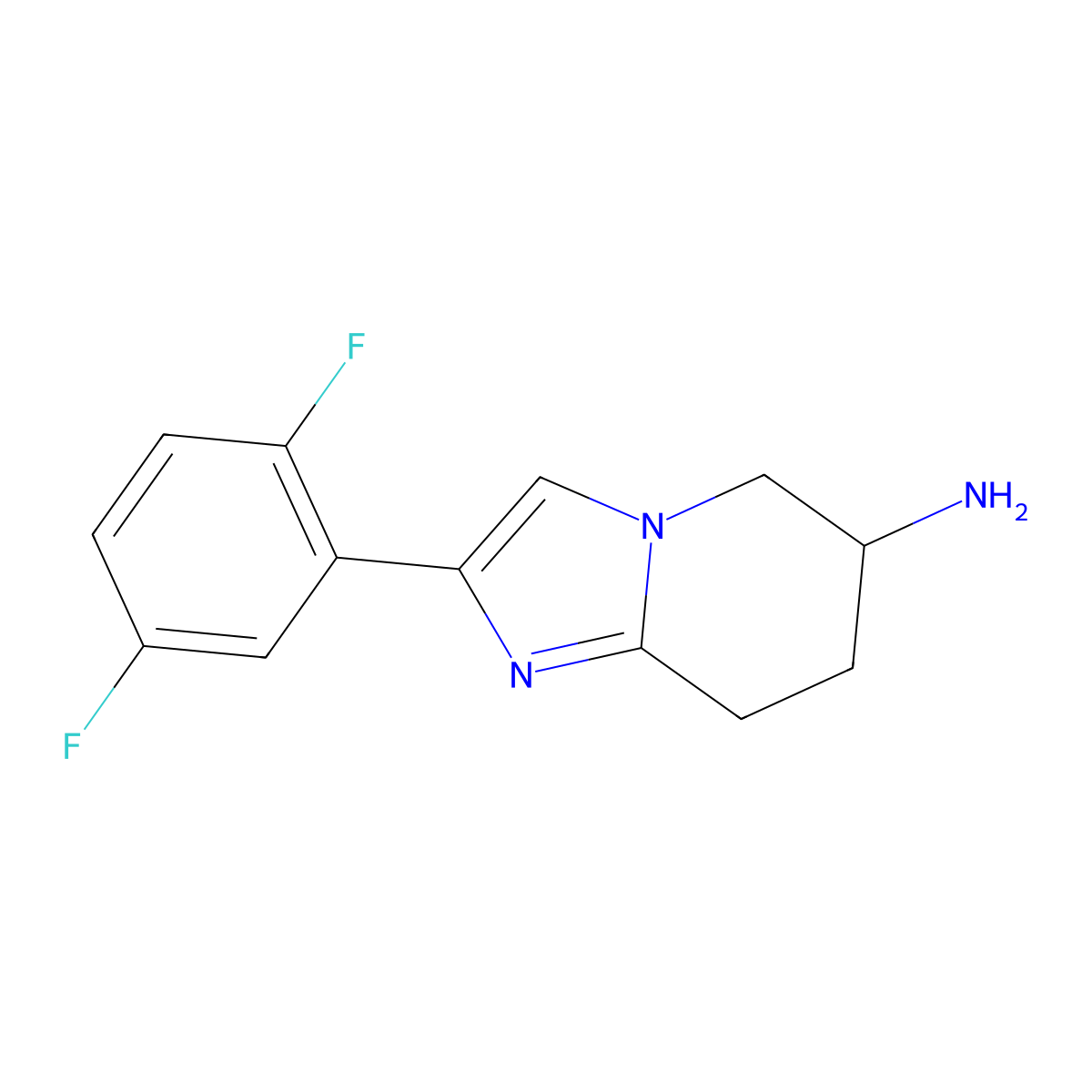 2-(2,5-difluorophenyl)-5H,6H,7H,8H-imidazo[1,2-a]pyridin-6-amine molecular structure, CAS 1499326-55-4