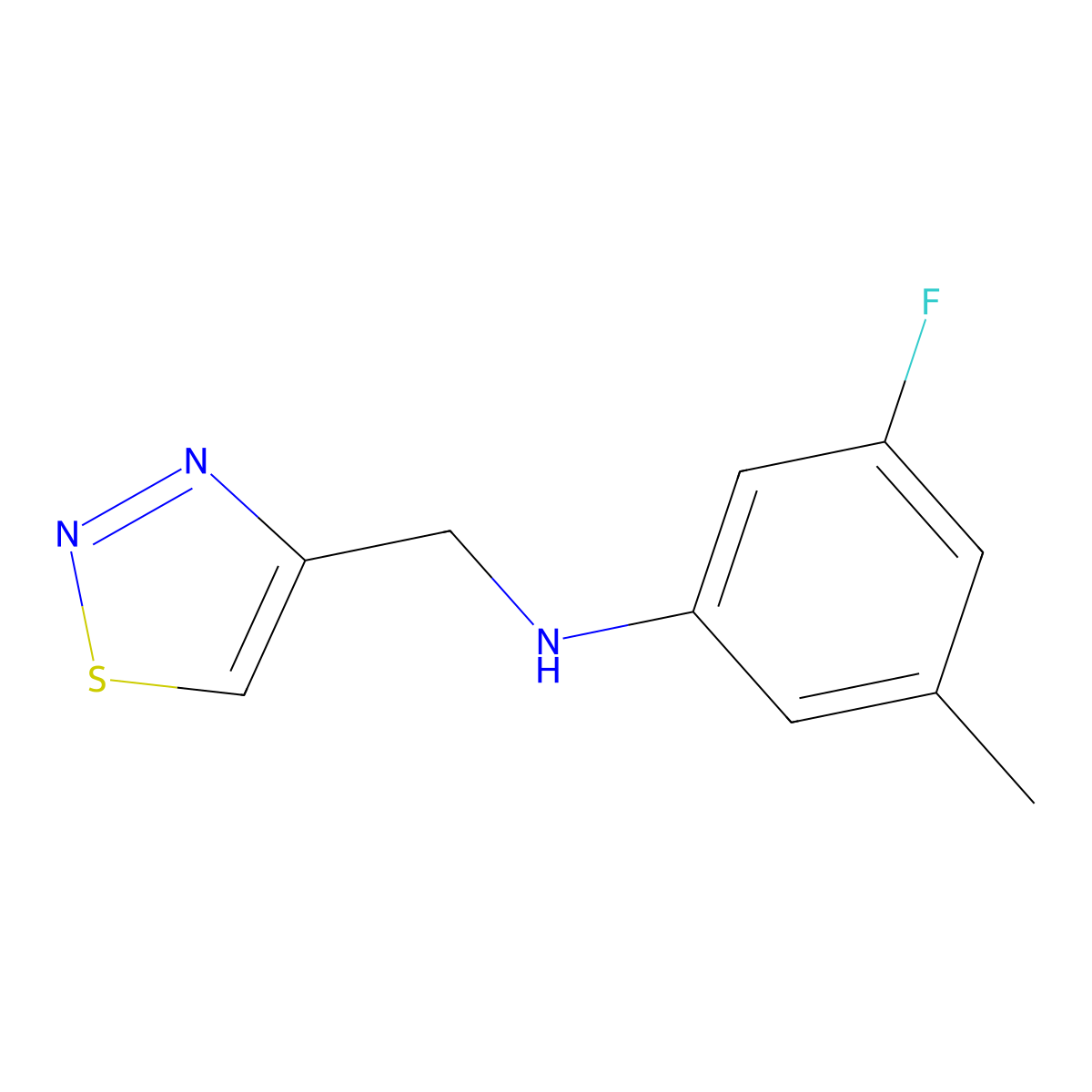 3-fluoro-5-methyl-N-[(1,2,3-thiadiazol-4-yl)methyl]aniline molecular structure, CAS 1499327-83-1