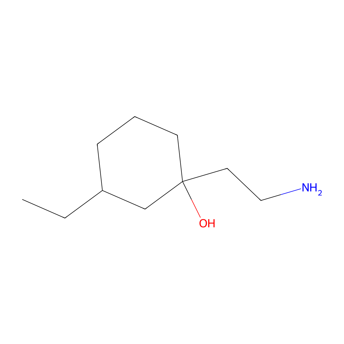1-(2-Aminoethyl)-3-ethylcyclohexan-1-ol molecular structure, CAS 1499328-33-4