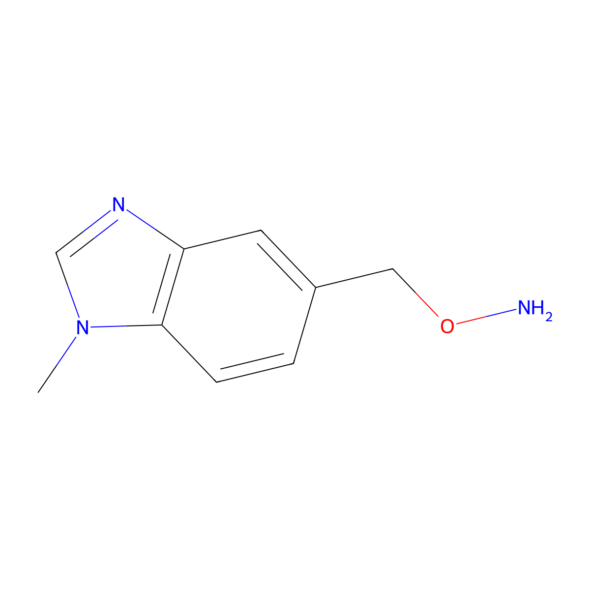 O-[(1-methyl-1H-1,3-benzodiazol-5-yl)methyl]hydroxylamine molecular structure, CAS 1499339-99-9