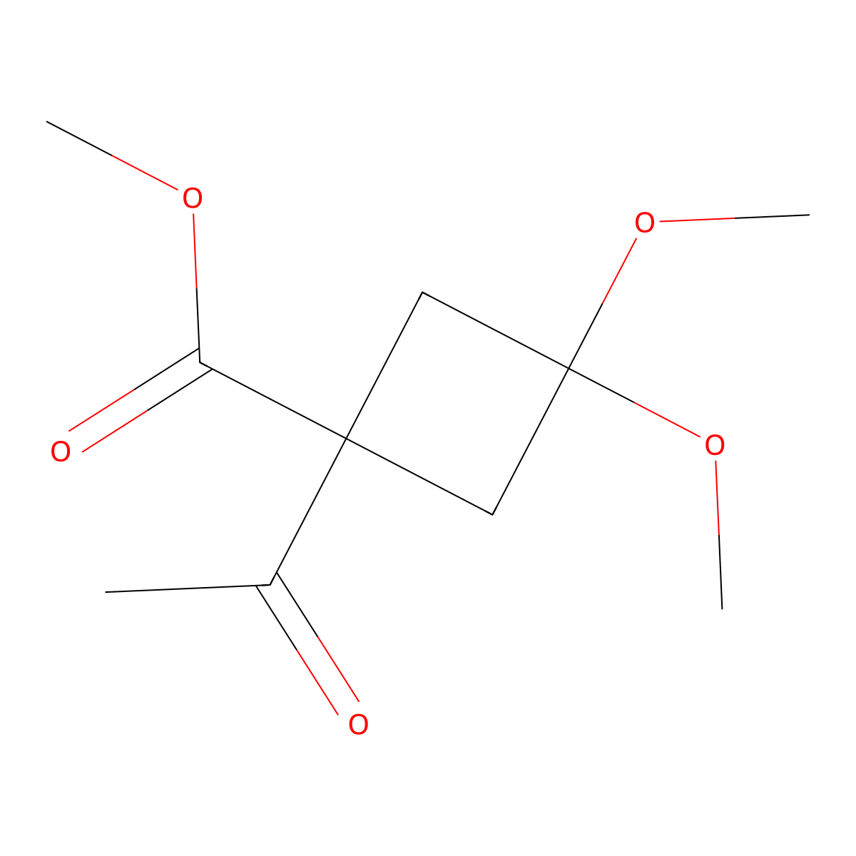 Methyl 1-acetyl-3,3-dimethoxycyclobutane-1-carboxylate molecular structure, CAS 1499341-53-5