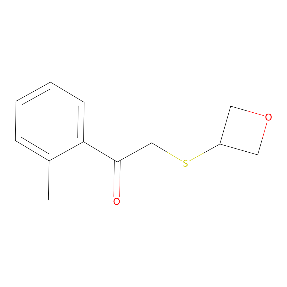 2-(Oxetan-3-ylthio)-1-(o-tolyl)ethan-1-one molecular structure, CAS 1499343-56-4