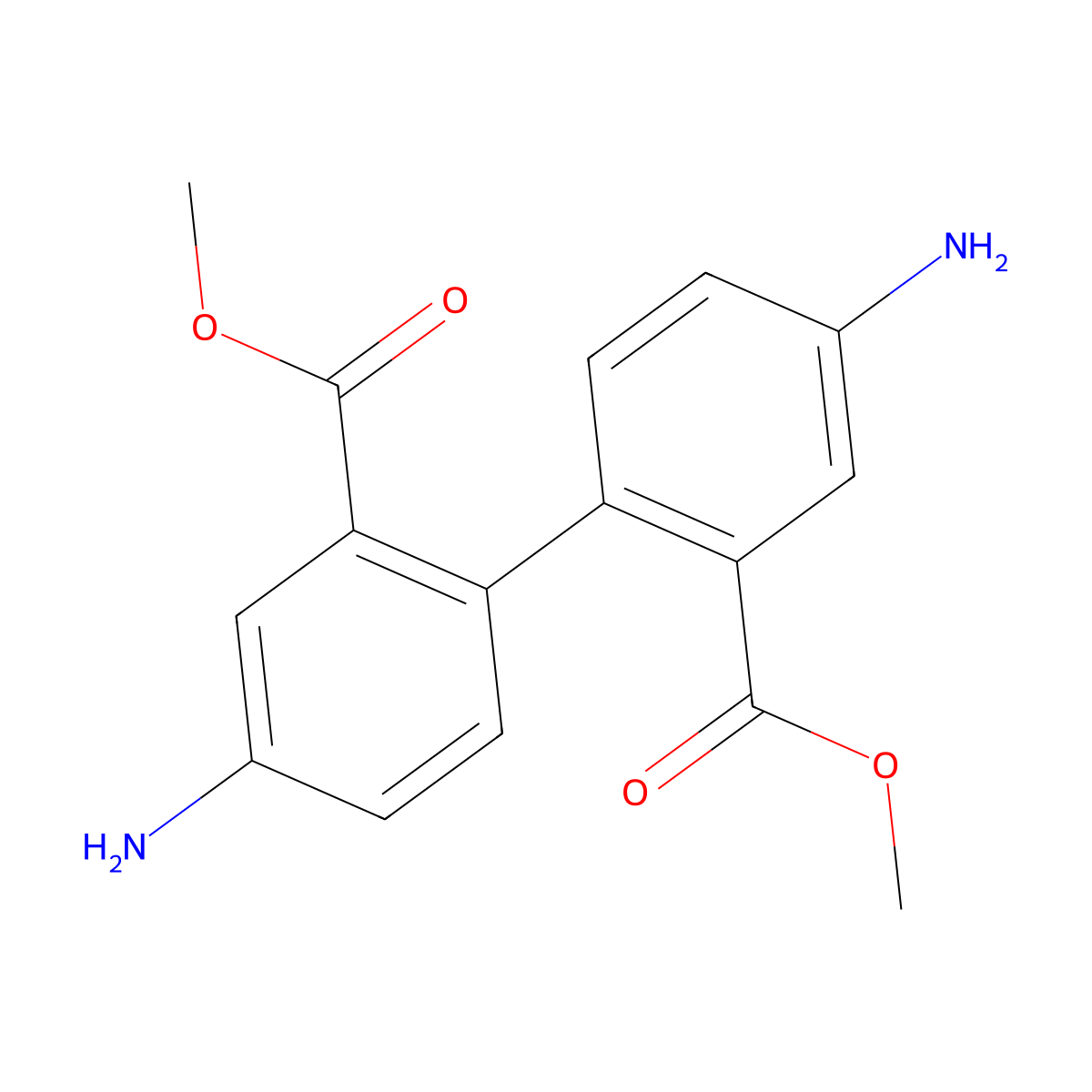Dimethyl 4,4'-diamino-[1,1'-biphenyl]-2,2'-dicarboxylate molecular structure, CAS 149935-34-2
