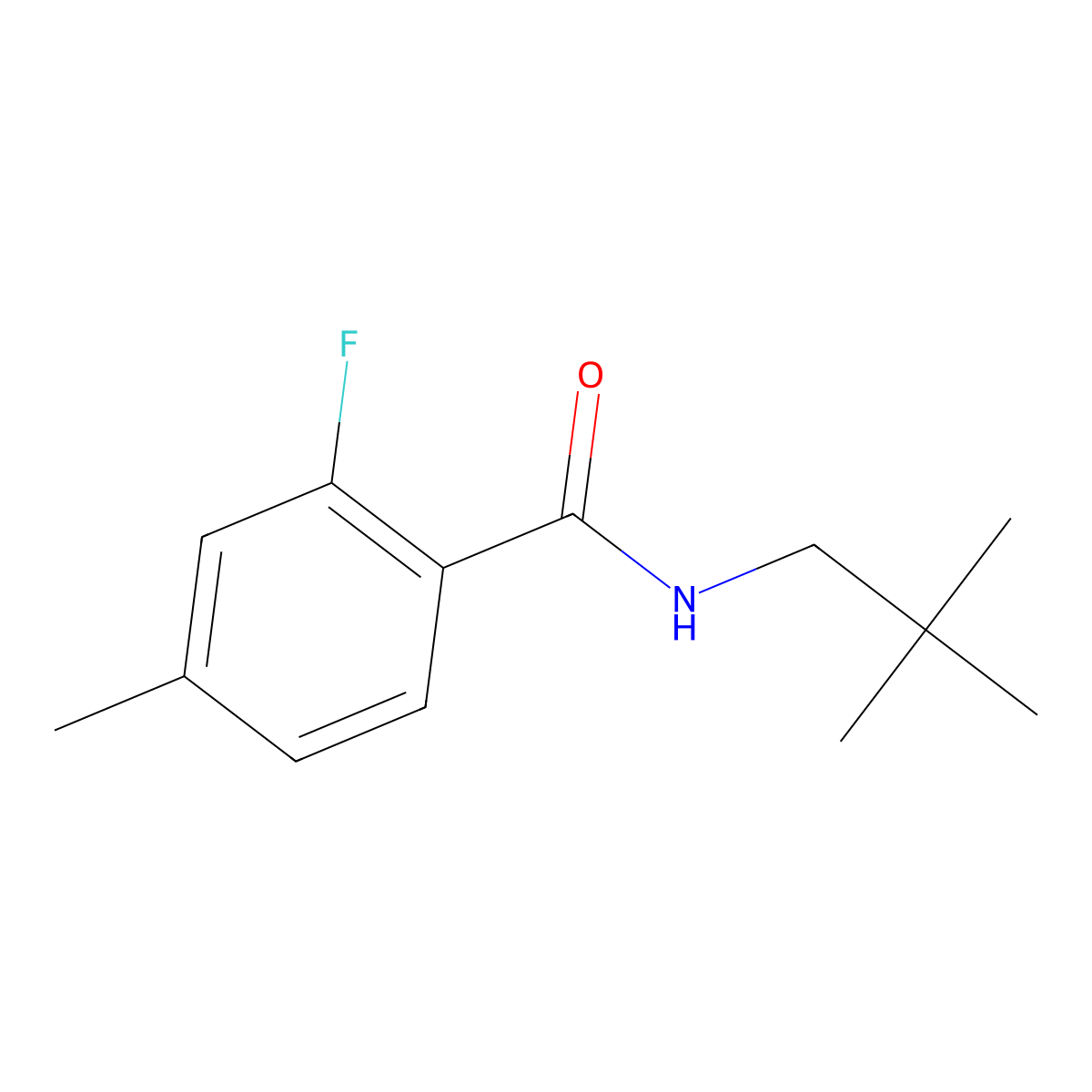 N-(2,2-Dimethylpropyl)-2-fluoro-4-methylbenzamide molecular structure, CAS 1499357-52-6