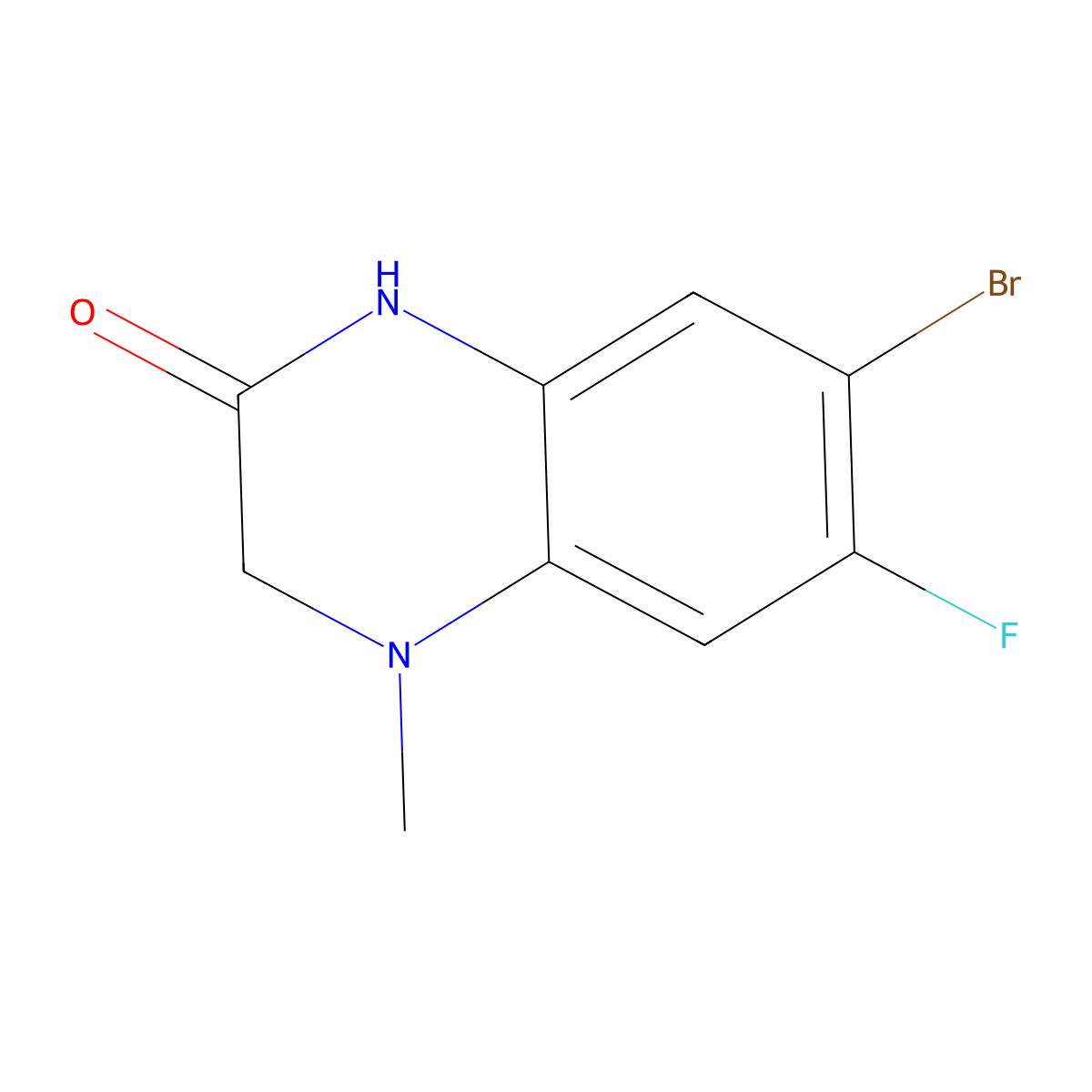 7-Bromo-6-fluoro-4-methyl-1,2,3,4-tetrahydroquinoxalin-2-one molecular structure, CAS 1499366-20-9