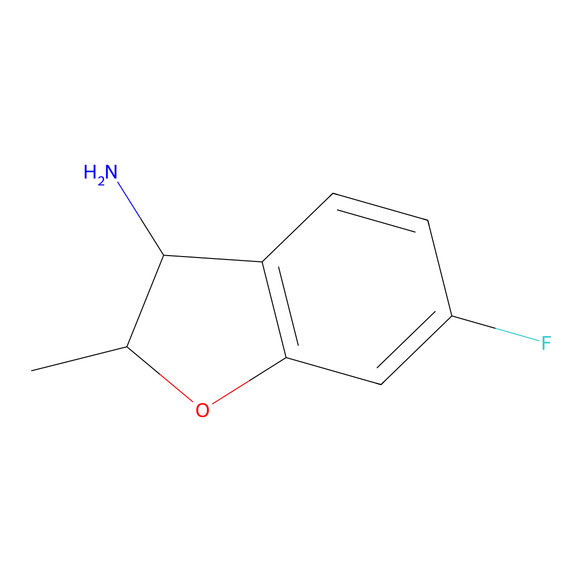 6-Fluoro-2-methyl-2,3-dihydro-1-benzofuran-3-amine molecular structure, CAS 1499376-96-3