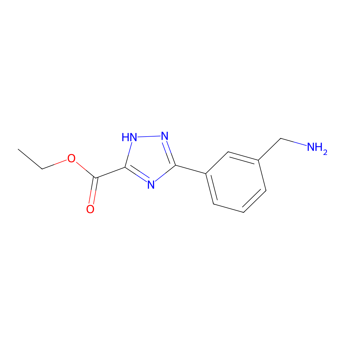ethyl 3-[3-(aminomethyl)phenyl]-1H-1,2,4-triazole-5-carboxylate molecular structure, CAS 1499378-63-0