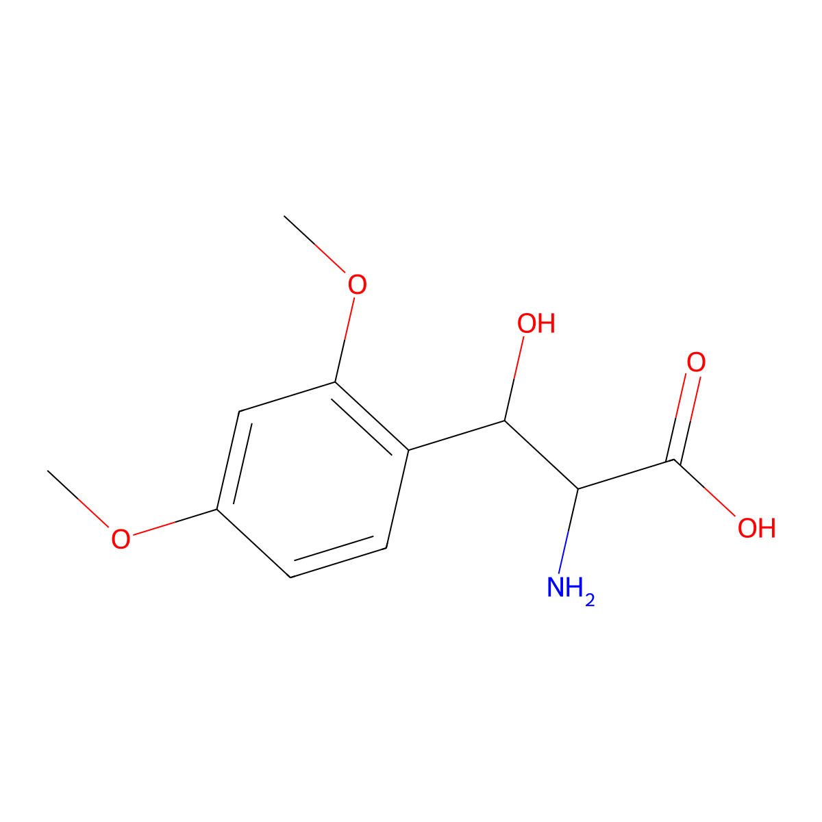 2-Amino-3-(2,4-dimethoxyphenyl)-3-hydroxypropanoic acid molecular structure, CAS 1499382-04-5
