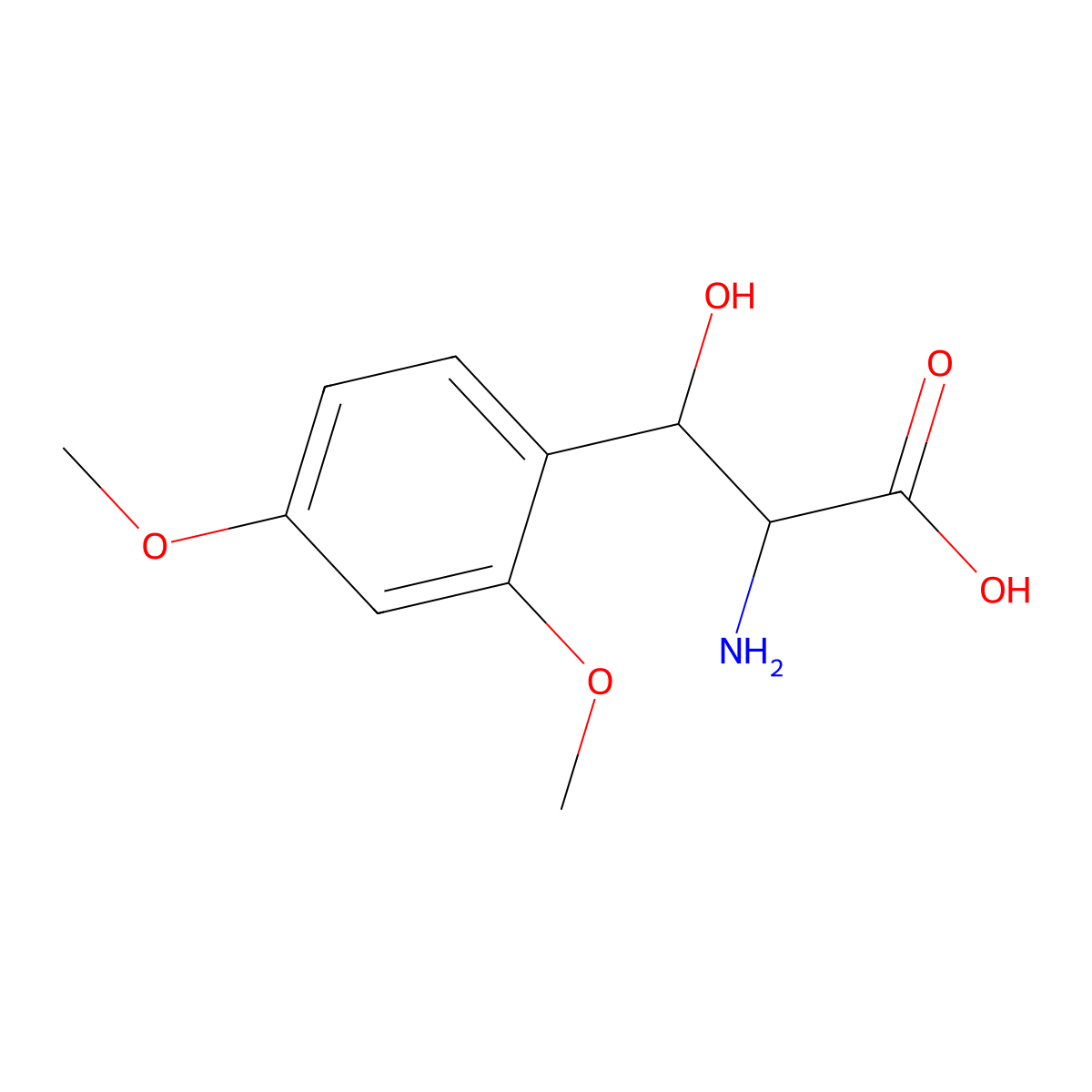 2-Amino-3-(2,4-dimethoxyphenyl)-3-hydroxypropanoic acid molecular structure, CAS 1499382-04-5