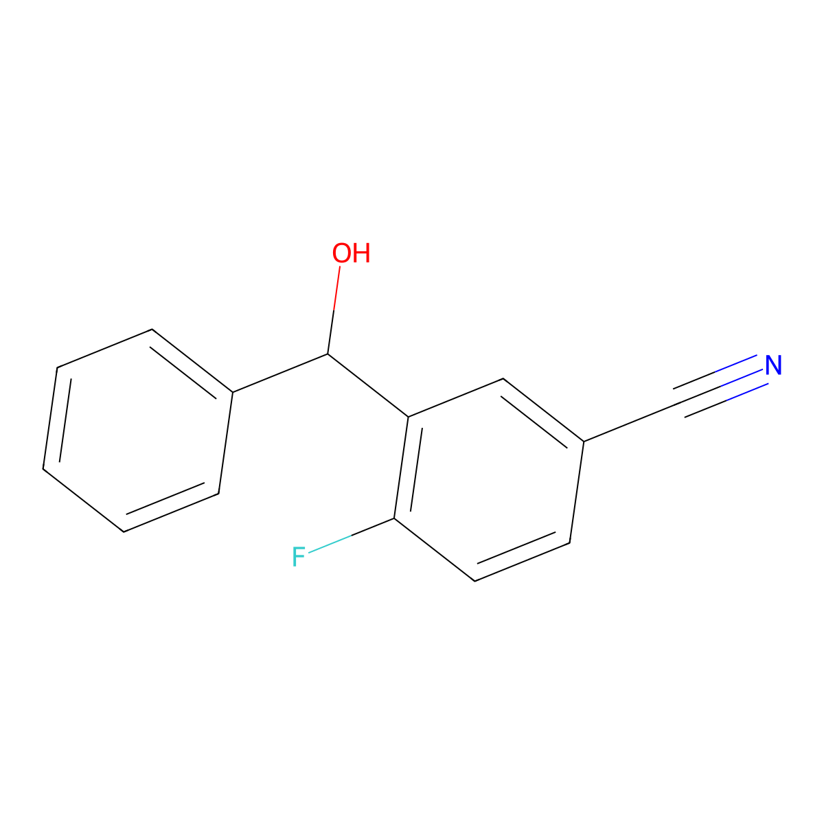 4-Fluoro-3-(hydroxy(phenyl)methyl)benZonitrile molecular structure, CAS 1499388-65-6