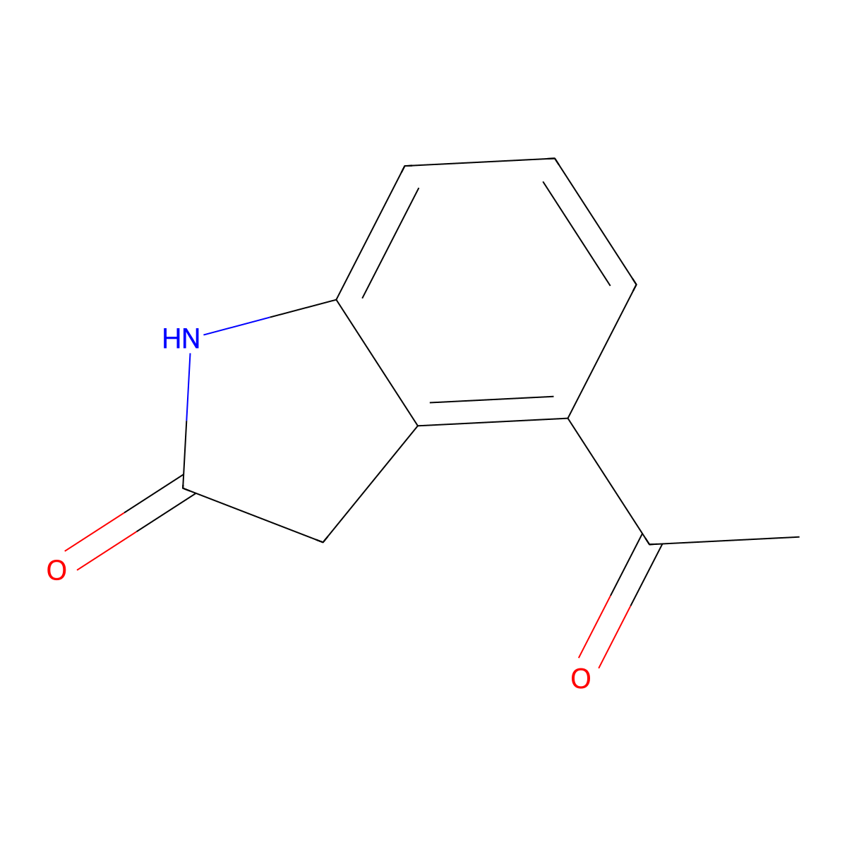 4-acetyl-2,3-dihydro-1H-indol-2-one molecular structure, CAS 1499396-36-9