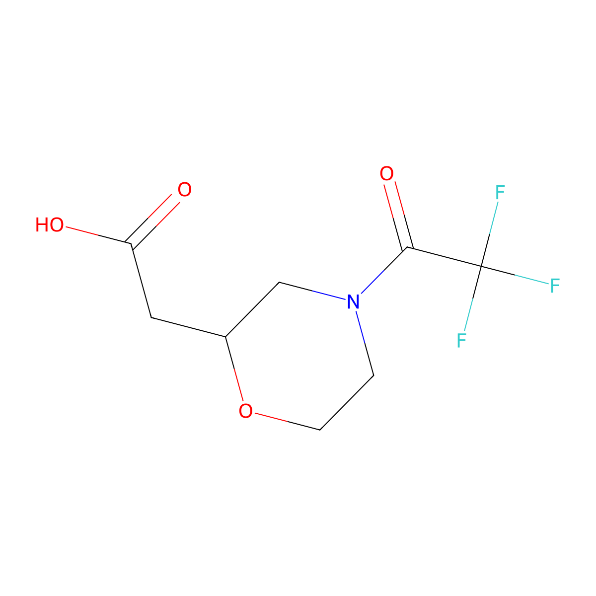 2-[4-(Trifluoroacetyl)morpholin-2-yl]acetic acid molecular structure, CAS 1499401-25-0