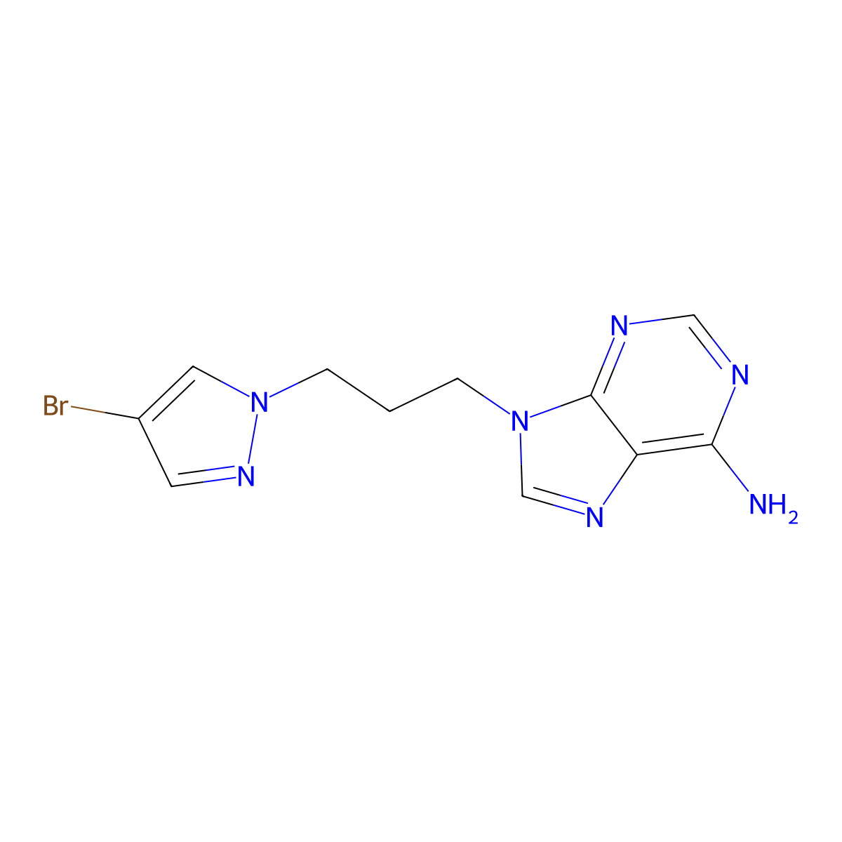 9-[3-(4-bromo-1H-pyrazol-1-yl)propyl]-9H-purin-6-amine molecular structure, CAS 1499402-58-2