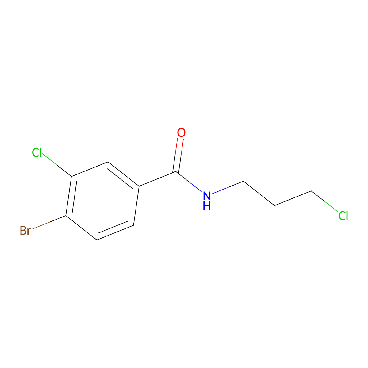 4-Bromo-3-chloro-N-(3-chloropropyl)benzamide molecular structure, CAS 1499408-70-6