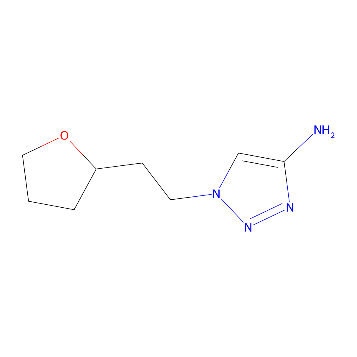 1-[2-(oxolan-2-yl)ethyl]-1H-1,2,3-triazol-4-amine molecular structure, CAS 1499413-24-9