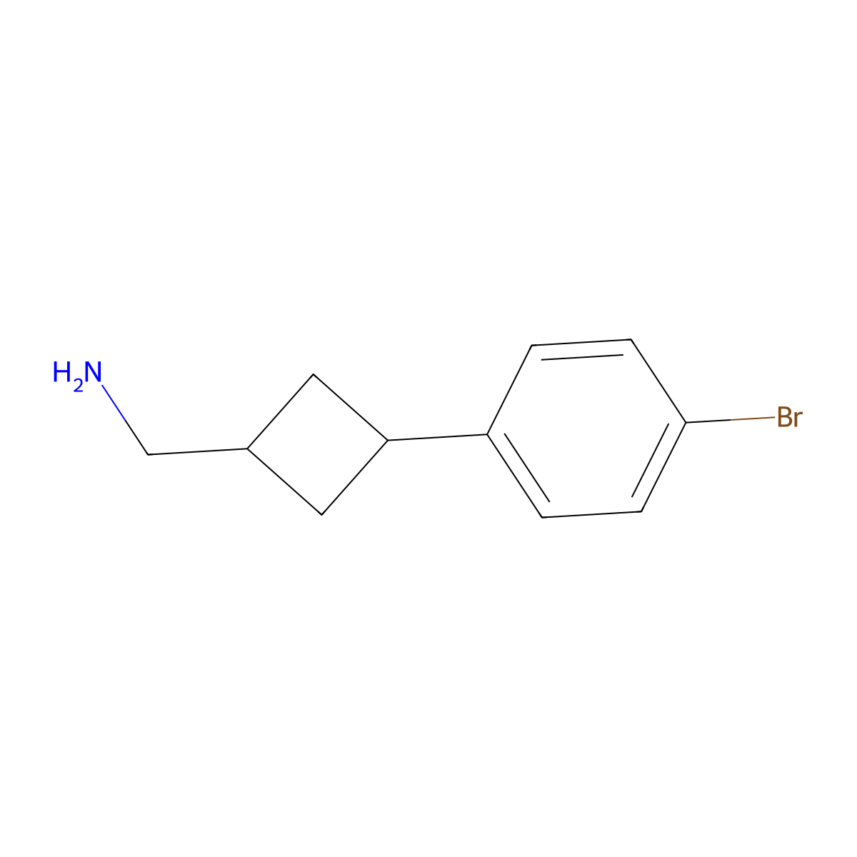 1-[3-(4-Bromophenyl)cyclobutyl]methanamine molecular structure, CAS 1499413-89-6