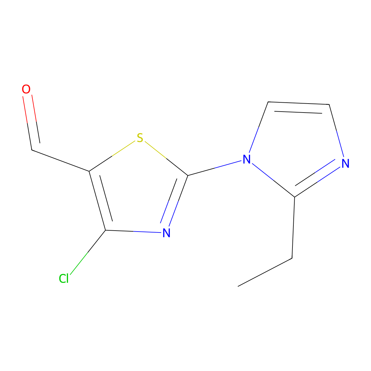 4-Chloro-2-(2-ethyl-1H-imidazol-1-yl)-1,3-thiazole-5-carbaldehyde molecular structure, CAS 1499419-63-4