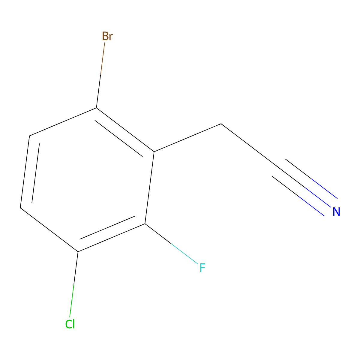 2-(6-Bromo-3-chloro-2-fluorophenyl)acetonitrile molecular structure, CAS 1499430-03-3