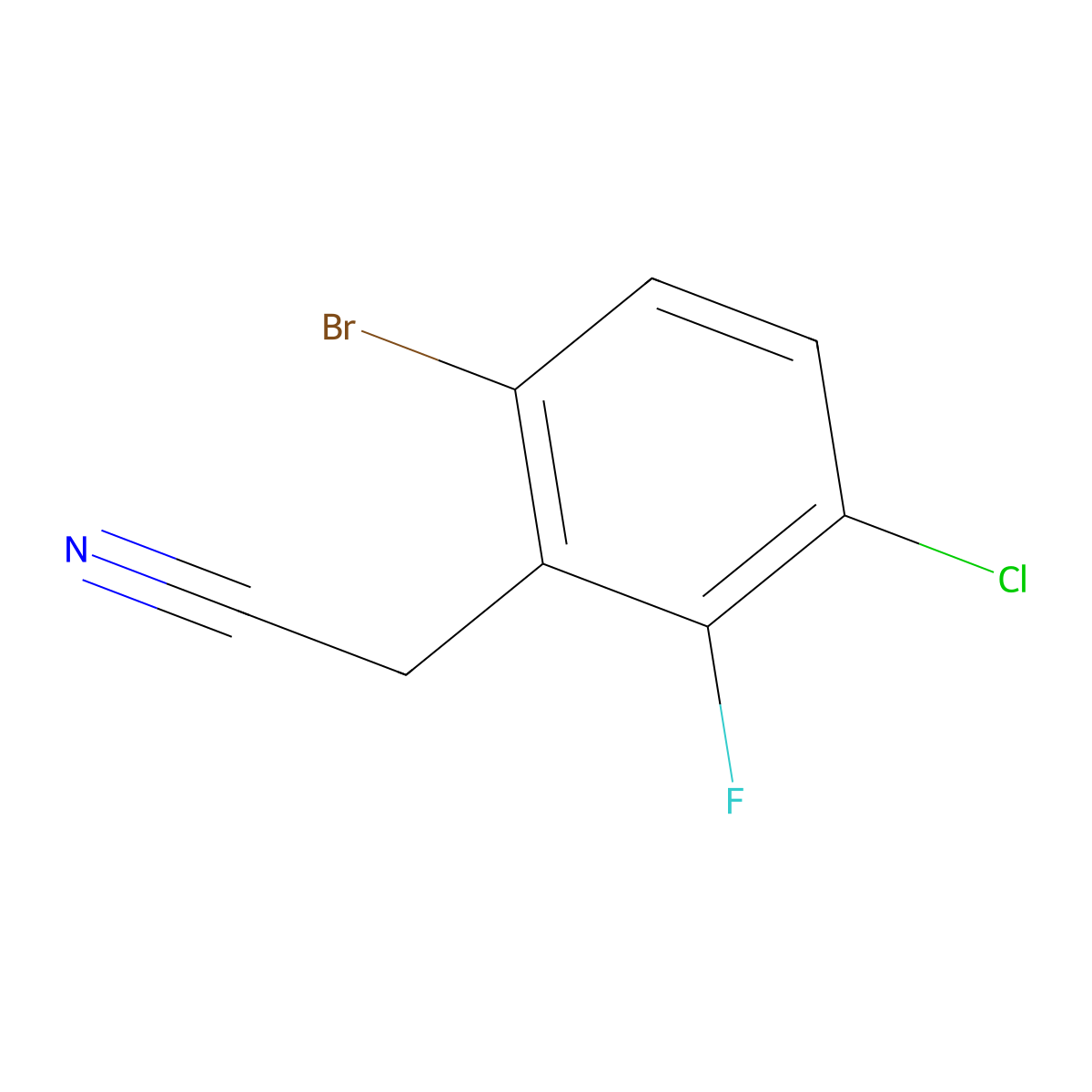 2-(6-Bromo-3-chloro-2-fluorophenyl)acetonitrile molecular structure, CAS 1499430-03-3