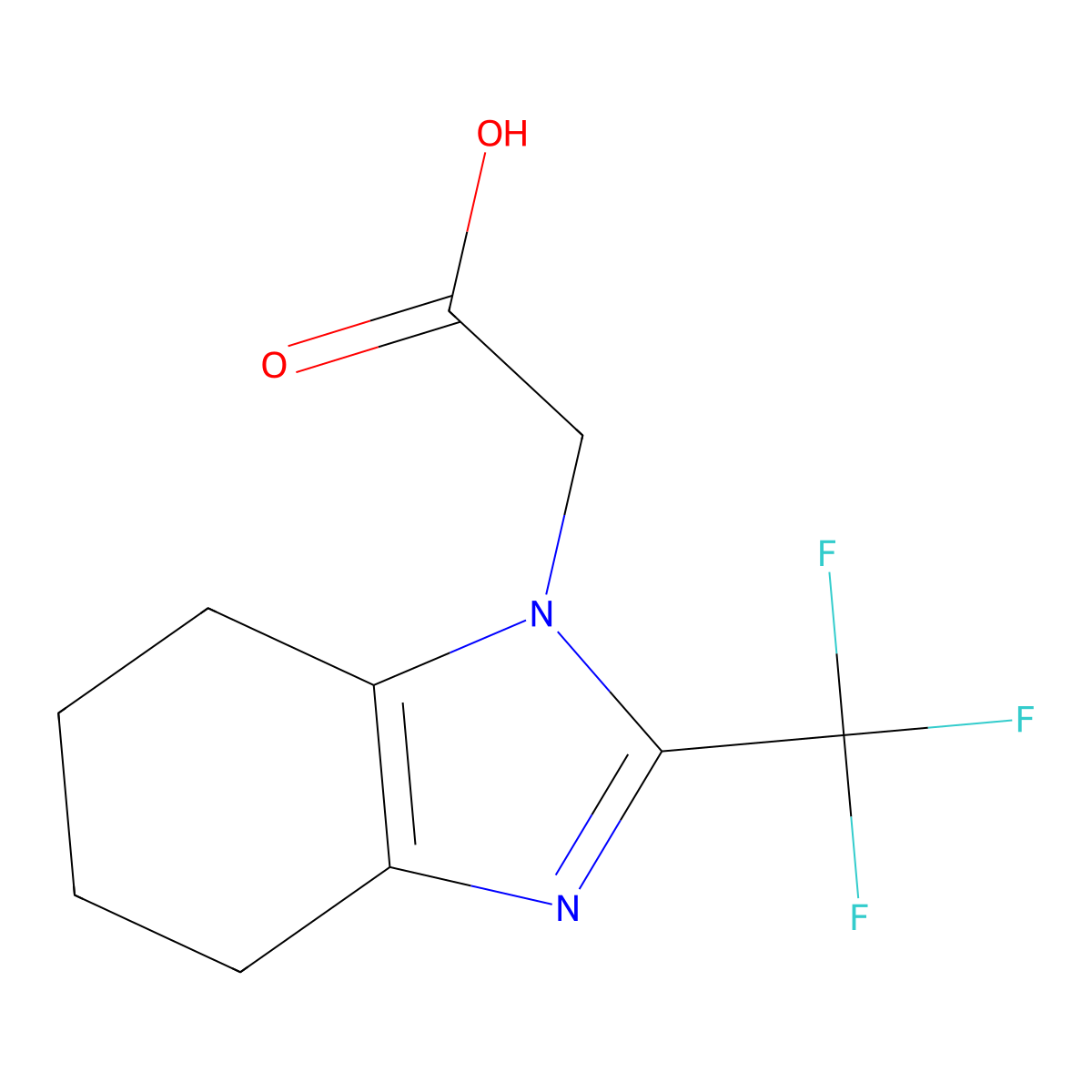 2-[2-(trifluoromethyl)-4,5,6,7-tetrahydro-1H-1,3-benzodiazol-1-yl]acetic acid molecular structure, CAS 1499453-16-5