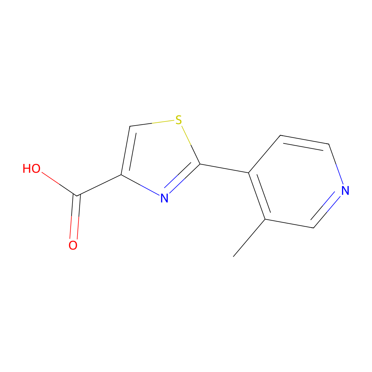 2-(3-Methylpyridin-4-yl)thiazole-4-carboxylic Acid molecular structure, CAS 1499466-25-9