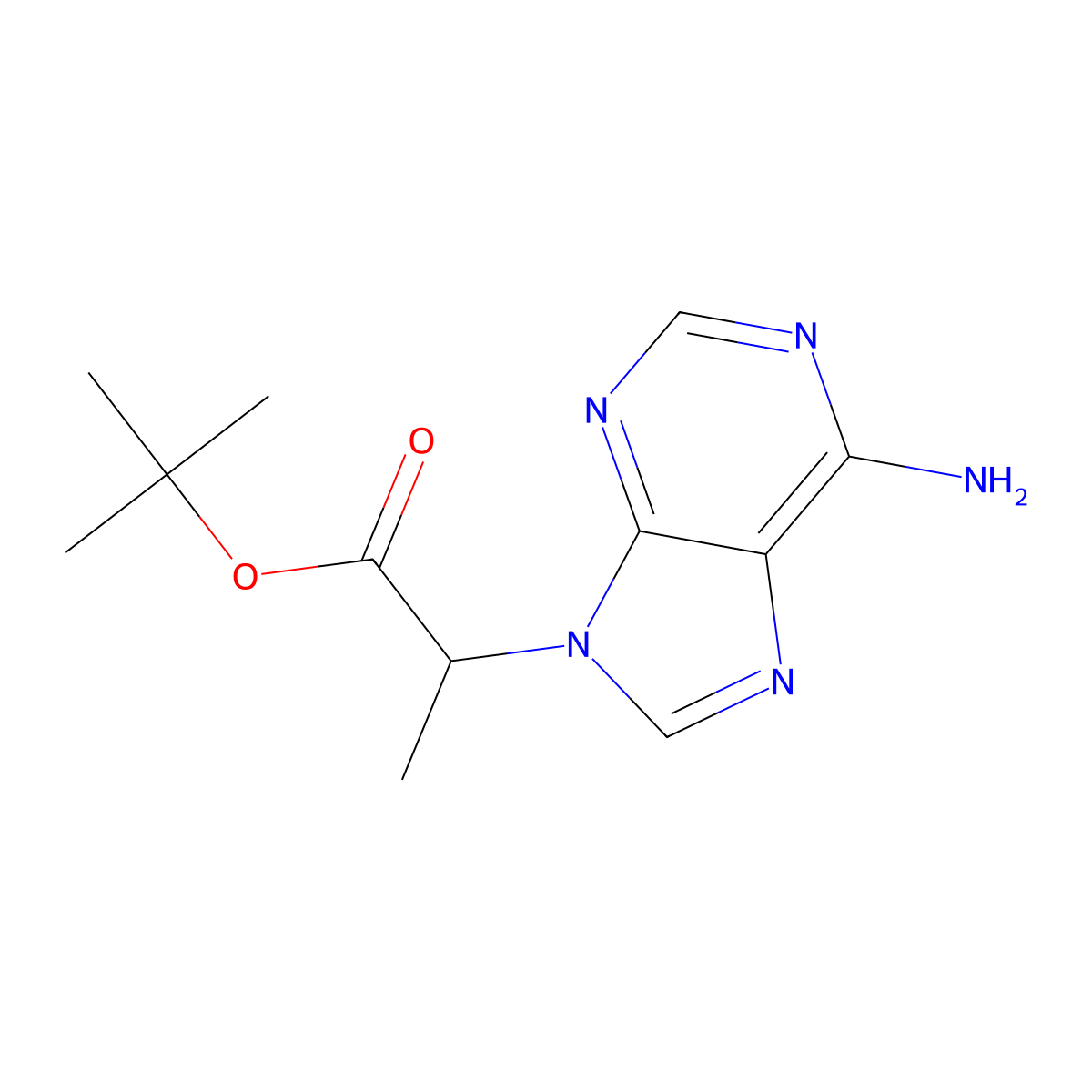 tert-butyl 2-(6-amino-9H-purin-9-yl)propanoate molecular structure, CAS 1499469-08-7