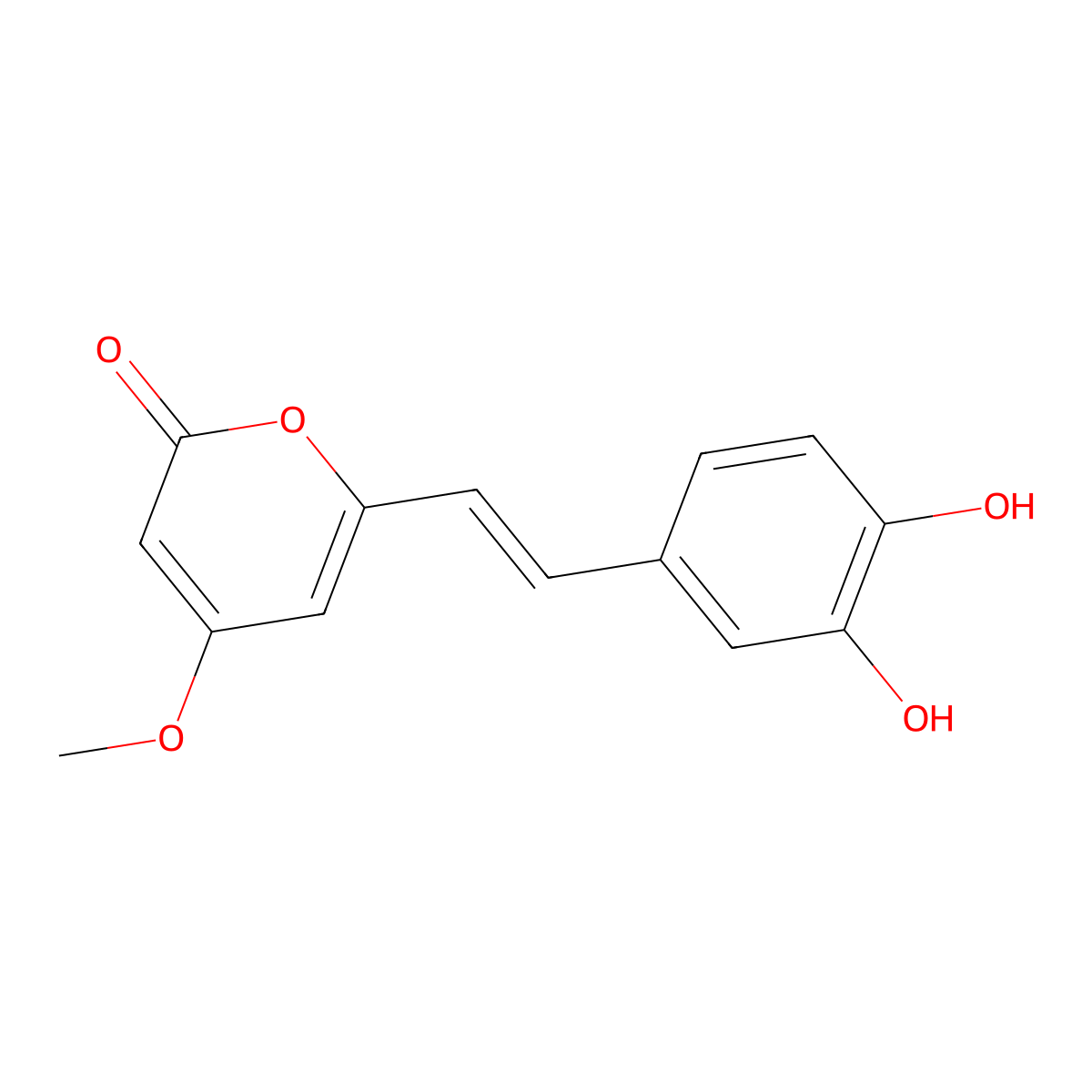 (E)-6-(3,4-Dihydroxystyryl)-4-methoxy-2H-pyran-2-one molecular structure, CAS 149947-22-8