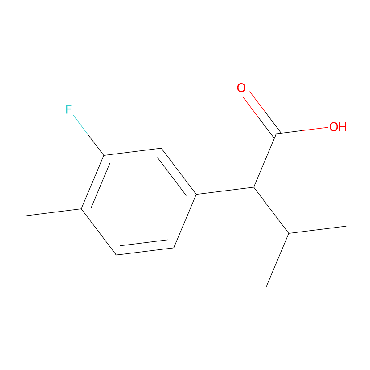 2-(3-Fluoro-4-methylphenyl)-3-methylbutanoic acid molecular structure, CAS 1499495-38-3