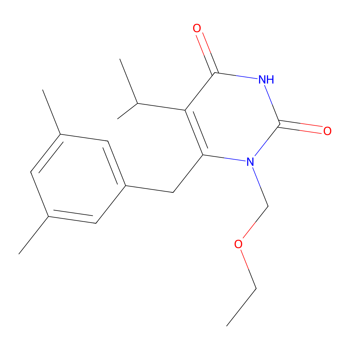 6-(3,5-Dimethylbenzyl)-1-(ethoxymethyl)-5-isopropyluracil molecular structure, CAS 149950-61-8