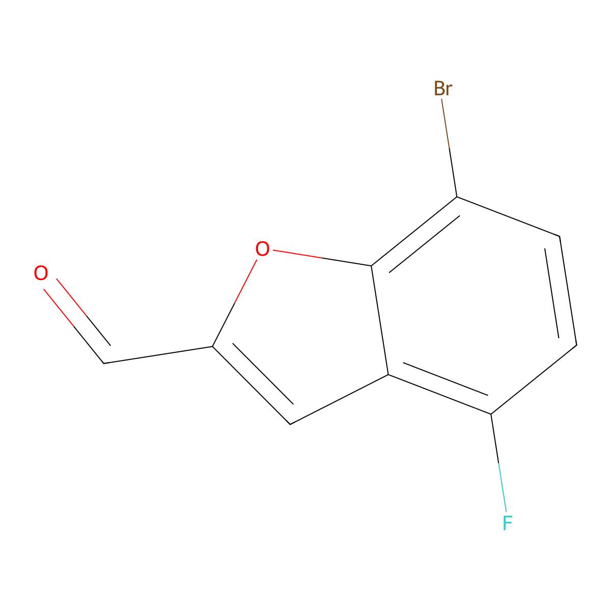 7-Bromo-4-fluorobenzofuran-2-carbaldehyde molecular structure, CAS 1499503-45-5