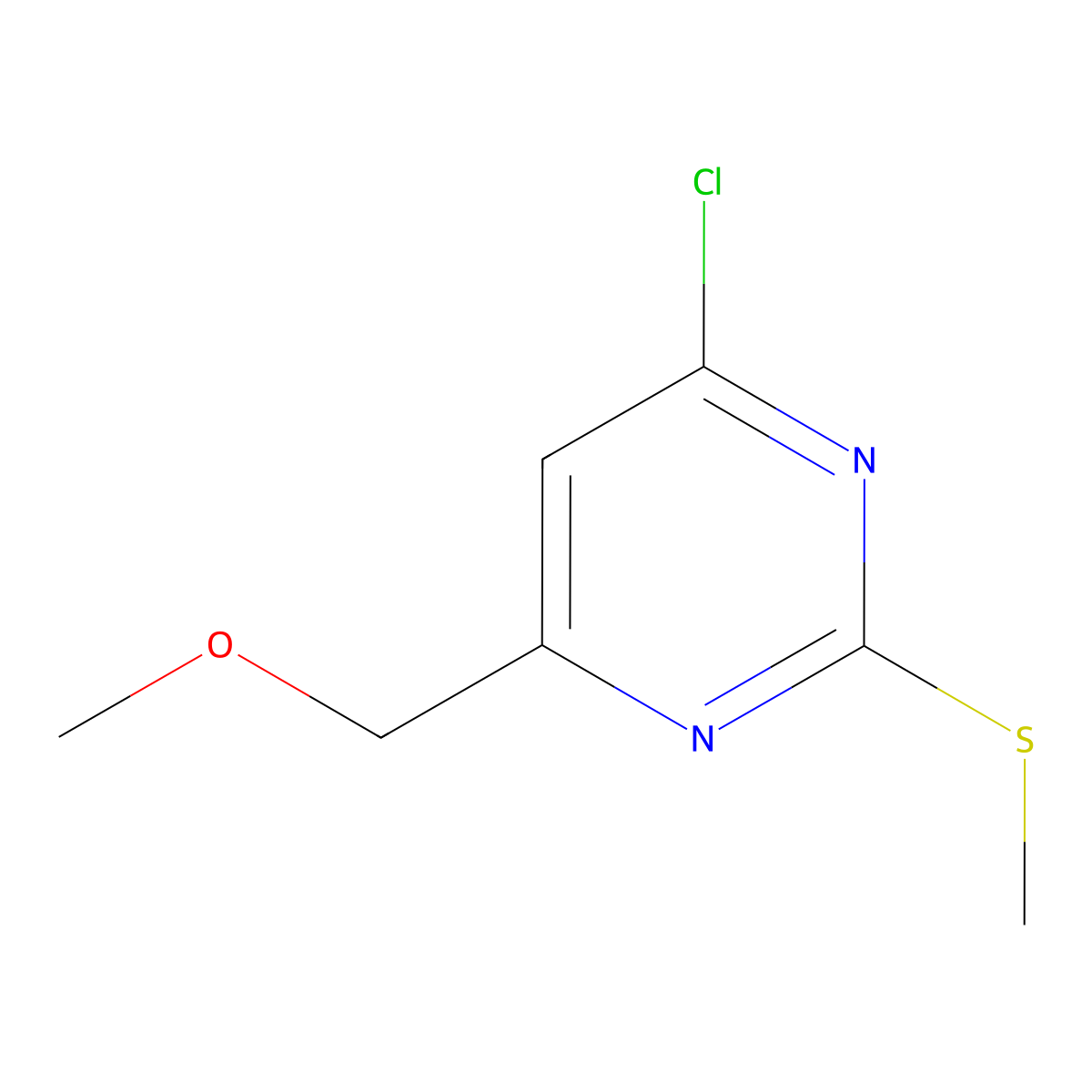 4-Chloro-6-(methoxymethyl)-2-(methylthio)pyrimidine molecular structure, CAS 1499503-95-5