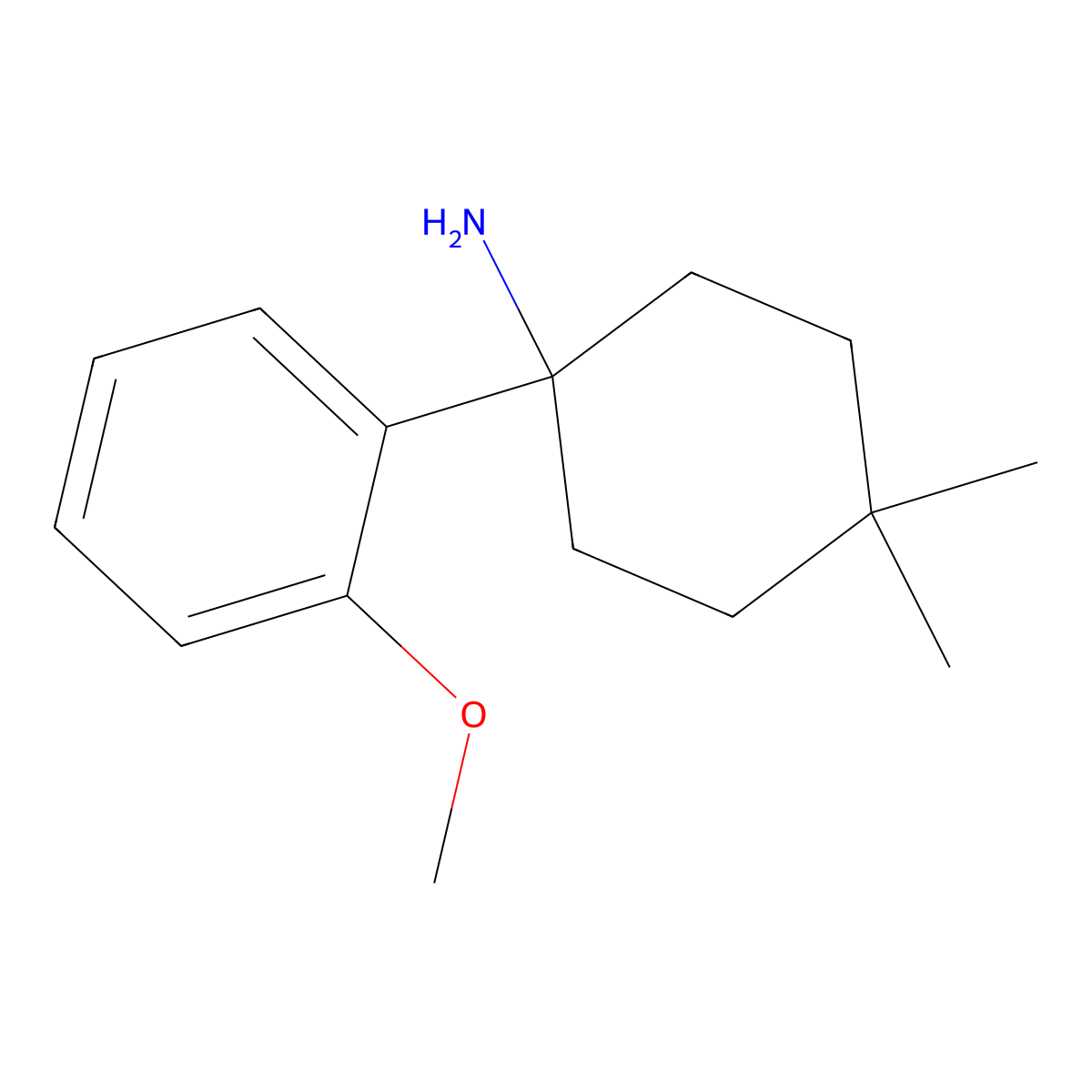 1-(2-Methoxyphenyl)-4,4-dimethylcyclohexan-1-amine molecular structure, CAS 1499516-73-2