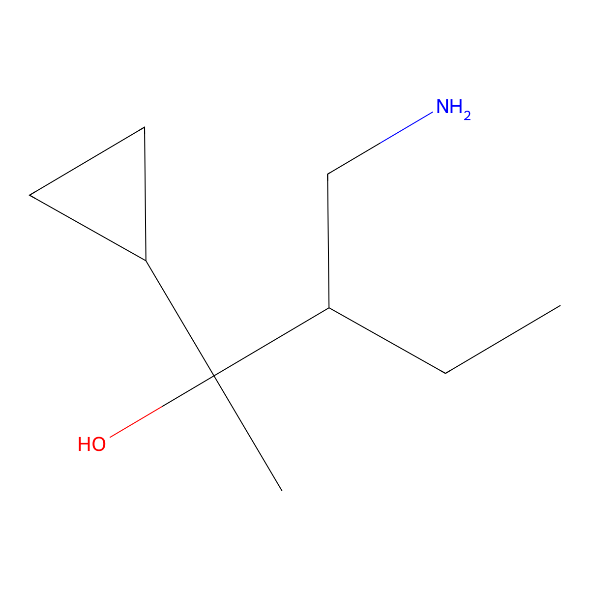 3-(Aminomethyl)-2-cyclopropylpentan-2-ol molecular structure, CAS 1499520-54-5