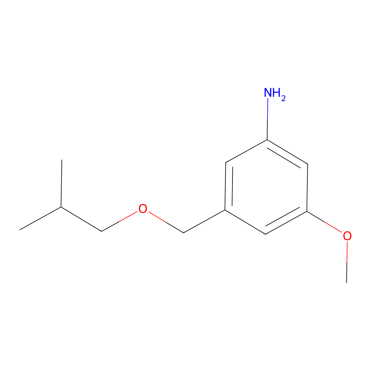 3-Methoxy-5-[(2-methylpropoxy)methyl]aniline molecular structure, CAS 1499523-24-8