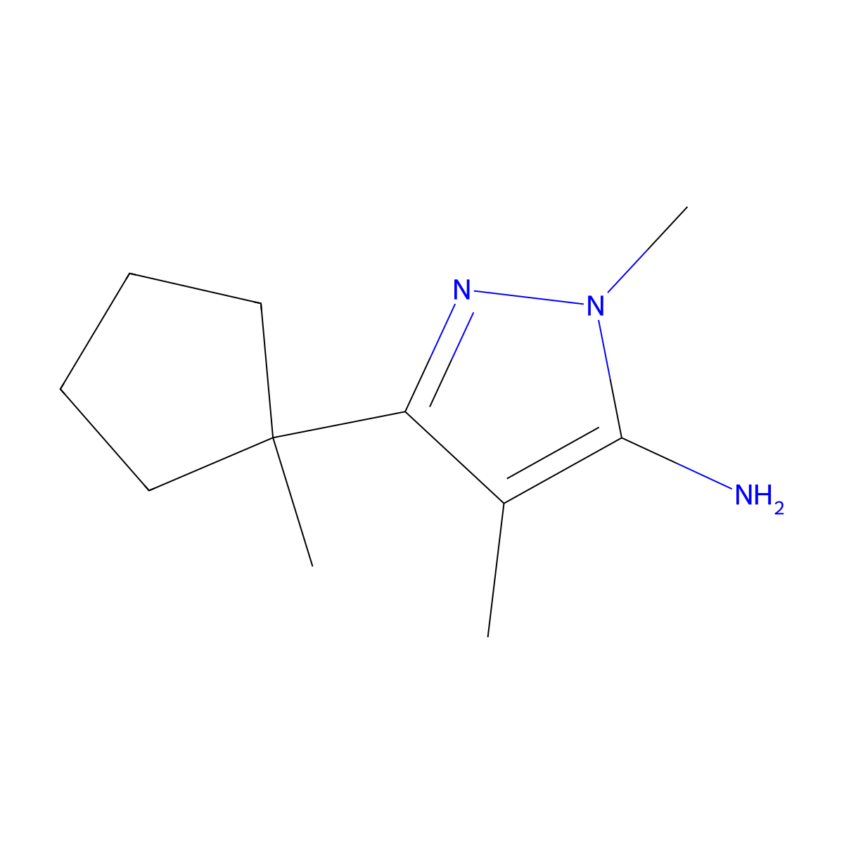 1,4-Dimethyl-3-(1-methylcyclopentyl)-1H-pyrazol-5-amine molecular structure, CAS 1499529-82-6