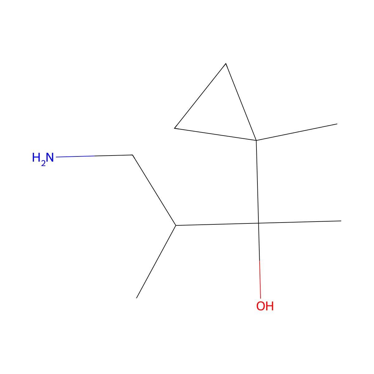 4-Amino-3-methyl-2-(1-methylcyclopropyl)butan-2-ol molecular structure, CAS 1499542-32-3