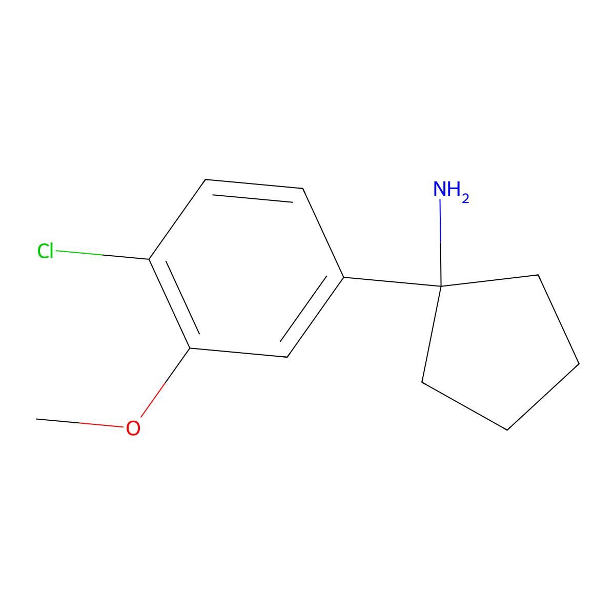 1-(4-Chloro-3-methoxyphenyl)cyclopentan-1-amine molecular structure, CAS 1499551-29-9