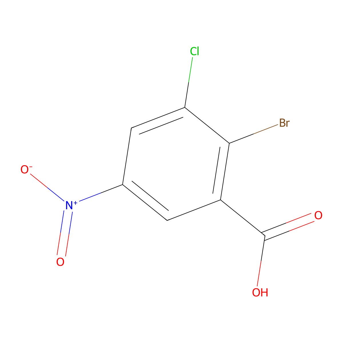 2-Bromo-3-chloro-5-nitrobenzoic acid molecular structure, CAS 1499553-66-0