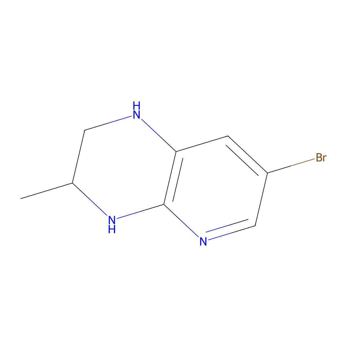 7-bromo-3-methyl-1H,2H,3H,4H-pyrido(2,3-b)pyrazine molecular structure, CAS 1499558-04-1