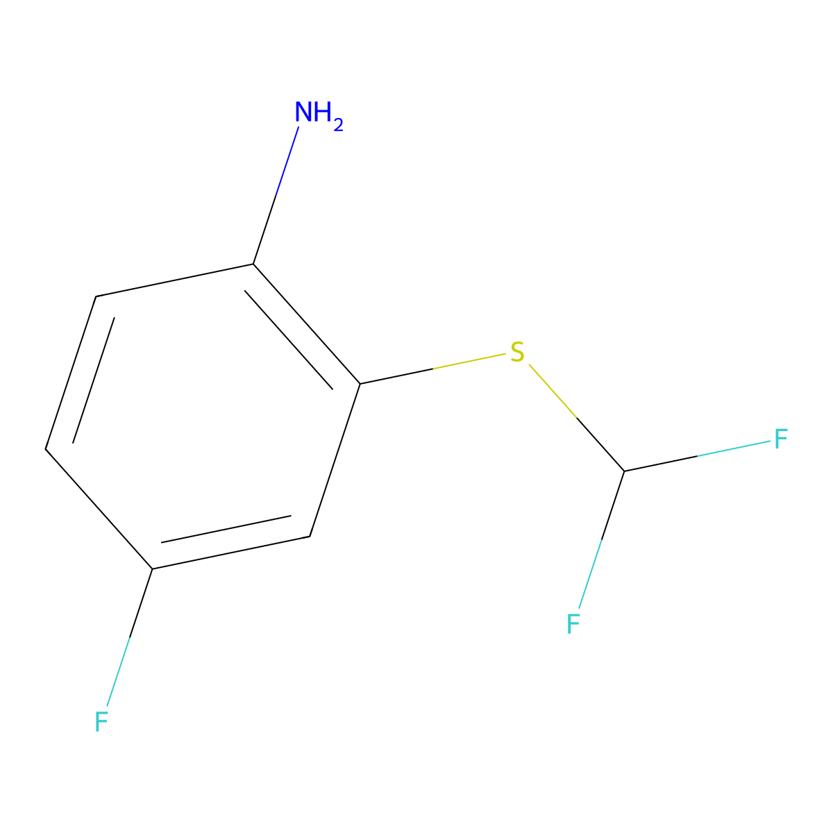 2-((Difluoromethyl)thio)-4-fluoroaniline molecular structure, CAS 1499575-29-9