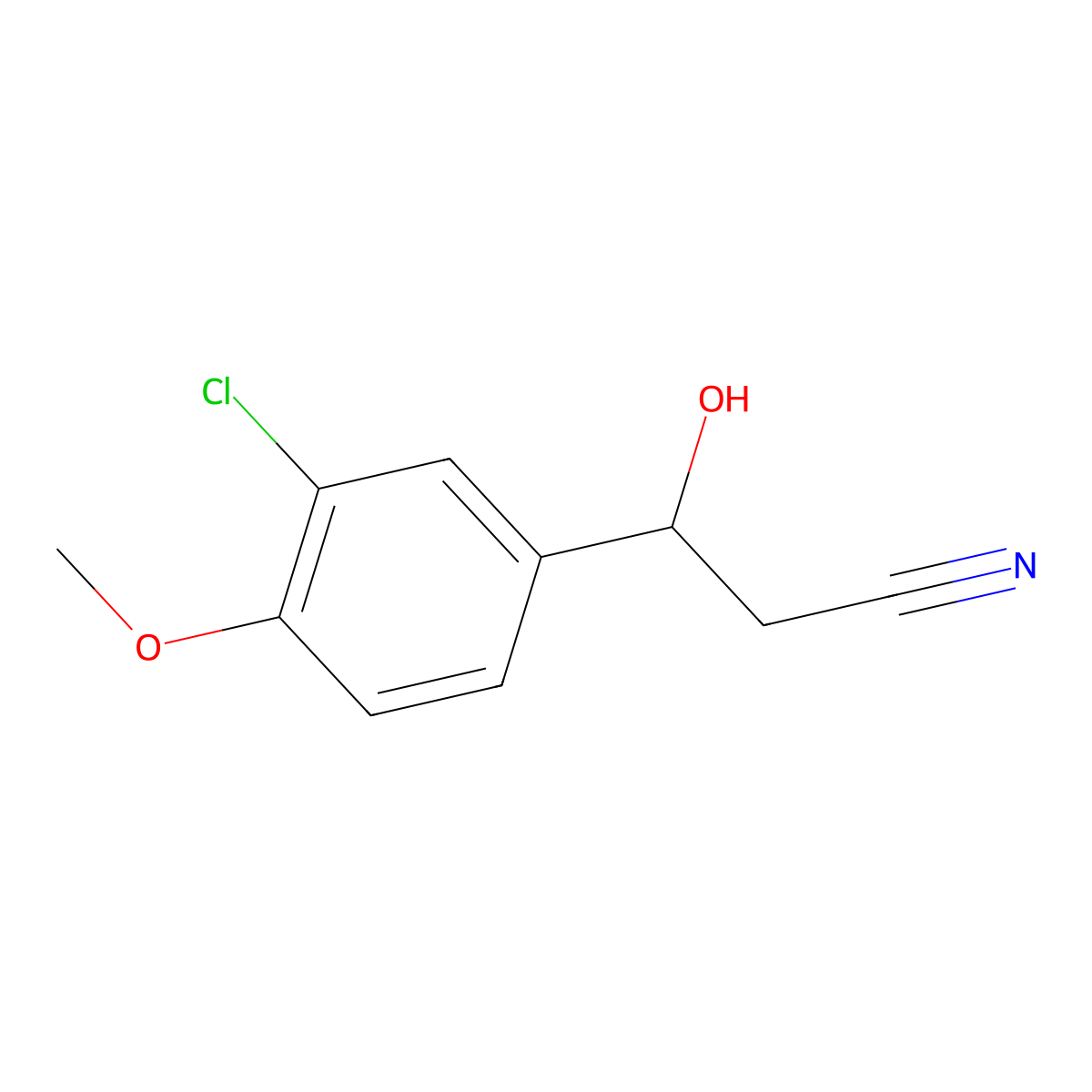 3-(3-Chloro-4-methoxyphenyl)-3-hydroxypropanenitrile molecular structure, CAS 1499577-97-7