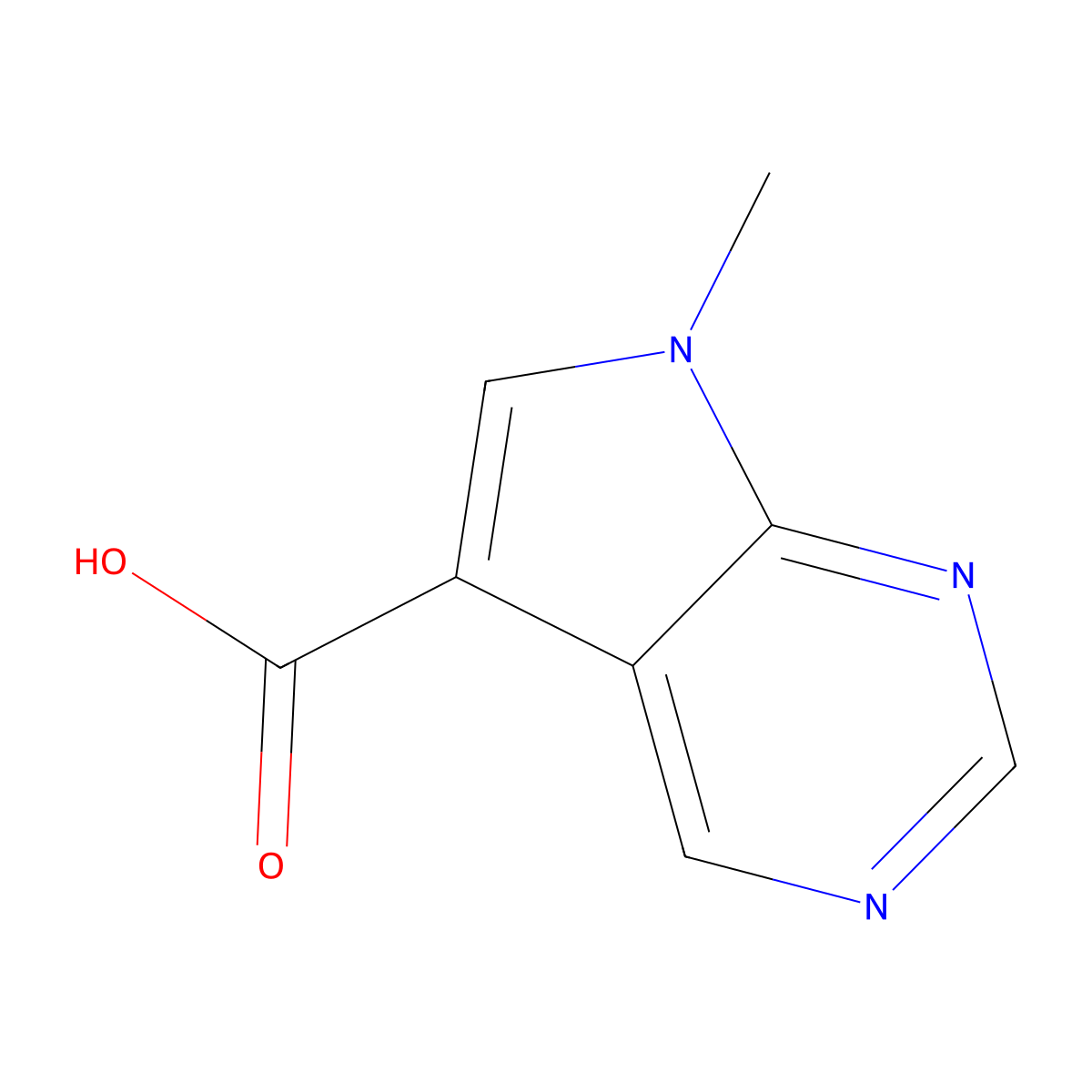 7-Methyl-7H-pyrrolo[2,3-d]pyrimidine-5-carboxylic acid molecular structure, CAS 1499578-19-6